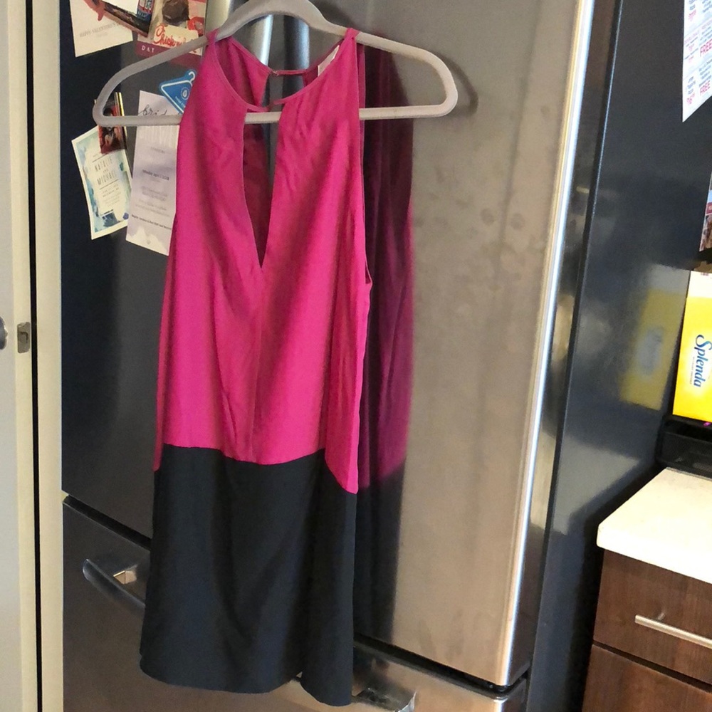 Parker fuchsia and black color block dress